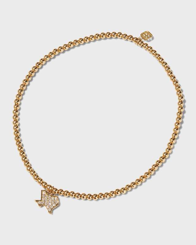 2mm Gold Bead Bracelet with Diamond Texas Charm